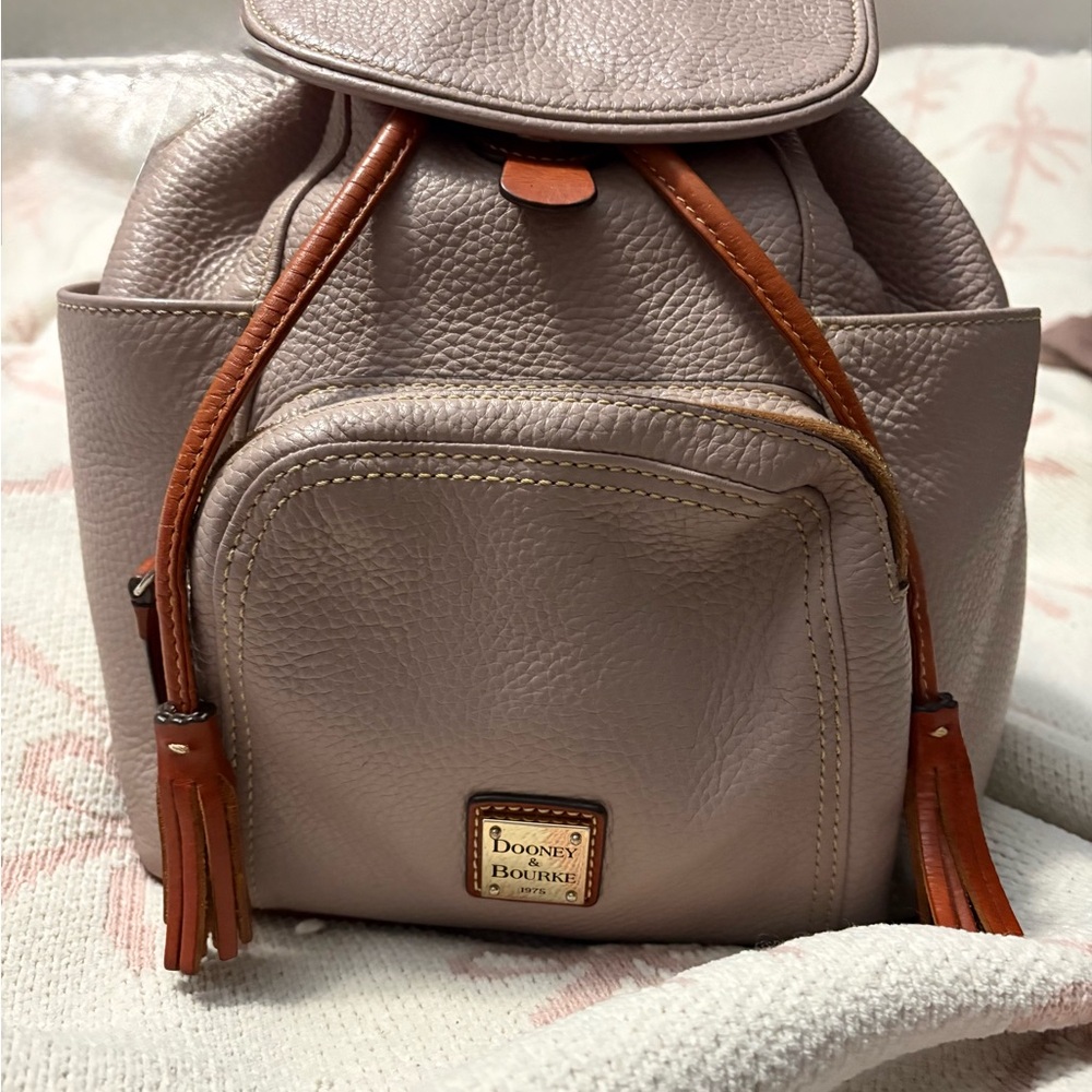 Dooney & Bourke Taupe Pebbled Leather Small Murphy Backpack-Authentic